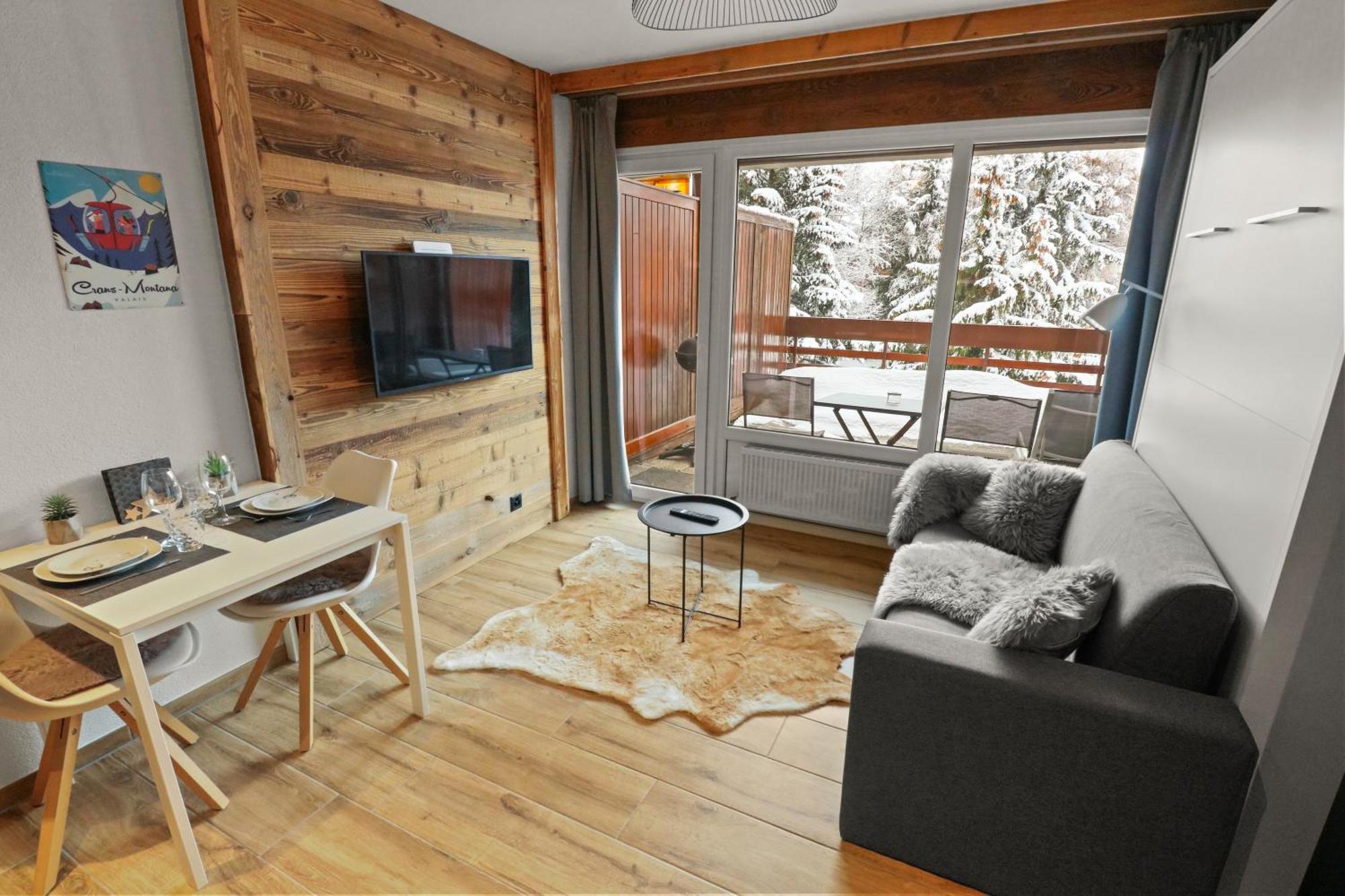 Joli Studio Avec Parking Gratuit Crans-Montana Eksteriør bilde